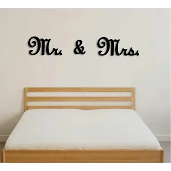 Svatební dekorace Dřevěné svatební dekorace na zeď MR&MRS - (Černá)