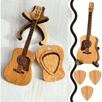 Dřevěný držák trsátek mini kytara | stojan trsátek, kytarová dekorace 5 ks