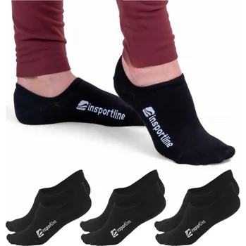 Dámské ponožky inSPORTline Bambusové neviditelné ponožky Silvatic Noshow AG+ antibakteriální - 3 páry černá 43-45
