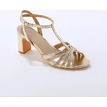 Zlaté páskové boty na podpatku. zlatá 39