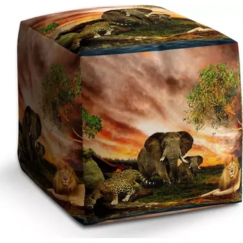 Taburet Sablio Taburet Kostka Zvířata ze Sahary: 40x40x40 cm - Sablio