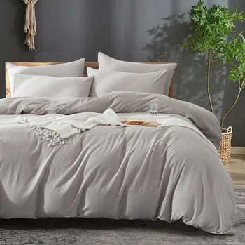 Povlečení Luofanfei Bavlněné ložní povlečení 135x200 šedá světle šedá hladká