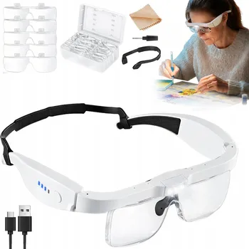 Lupa ZVĚTŠOVACÍ HODINÁŘSKÉ BRÝLE S LUPAMI A LED SVĚTLEM USB 0.7x - 4x