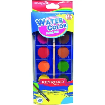 Vodová barva AKVARELOVÉ BARVY KEYROAD, SE ŠTĚTCEM, 12 BAREV