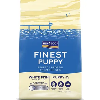 Pro psa FISH4DOGS Granule velké pro štěňátka Finest bílá ryba s bramborami 1,5 kg, 2m+