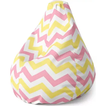 Sedací pytel Sedací vak Pear Růžové a žluté klikyháky - Sablio - 70 x 95 x 15 cm