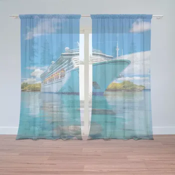 Záclona Sablio Záclony Luxusní výletní loď v tropickém ráji: 2ks 150x250cm