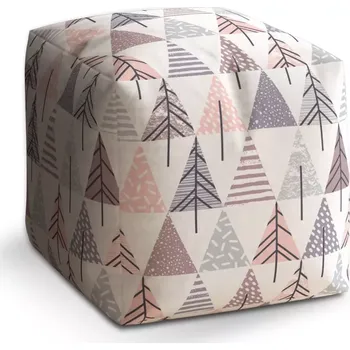 Taburet Sablio Taburet Kostka Barevné stromky: 40x40x40 cm - Sablio