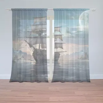 Záclona Sablio Záclony Plachetnice mezi skalami: 2ks 150x250cm