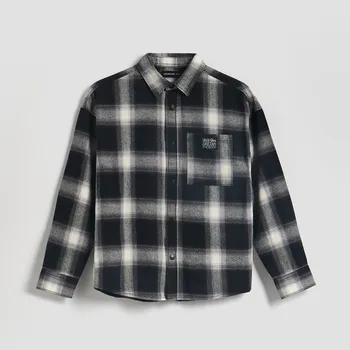 Chlapecká košile Reserved - Bavlněná kostkovaná košile - černý - 510HW-99X - 510HW-99X-122