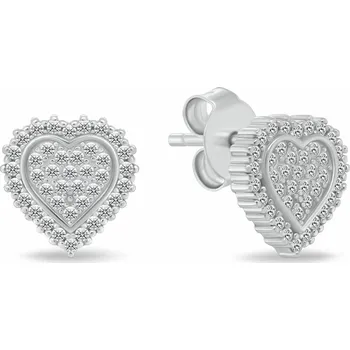 Náušnice Brilio Silver Stříbrné srdíčkové náušnice s kubickými zirkony EA1251W + 2 měsíce na vrácení zboží