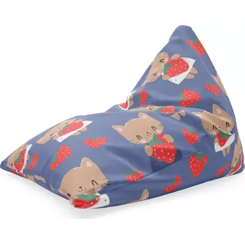 Sedací pytel Sablio Sedací vak Triangl Kočičky s jahodami: 120 x 100 x 100 cm - Sablio