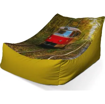 Sedací pytel Sablio Sedací vak Lounge Červená tramvaj v lese - 80 x 95 x 50 cm