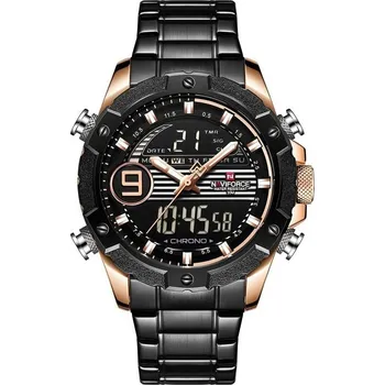 Hodinky PÁNSKÉ HODINKY NAVIFORCE - NF9146S (zn089c) - černé/růžovozlaté + KRABIČKA