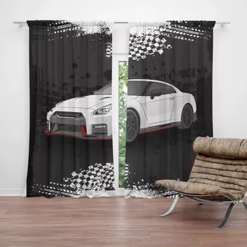 Závěs Sablio Závěsy Nissan GTR 35 Černý: 2ks 140x250cm
