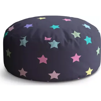 Taburet Sablio Kulatý taburet Circle Hvězdy na modré: 38x48 cm - Sablio