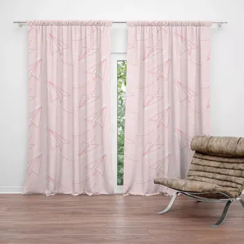 Závěs Sablio Závěsy Růžové papírové vlaštovky: 2 ks - 140x250 cm - Sablio