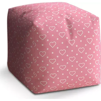 Taburet Sablio Taburet Kostka Srdce a tečky: 40x40x40 cm - Sablio