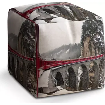 Taburet Sablio Taburet Kostka Vlak na mostě 2: 40x40x40 cm - Sablio