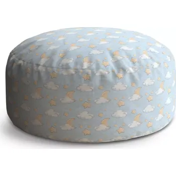 Taburet Sablio Kulatý taburet Circle Měsíčky, hvězdičky a mráčky: 38x48 cm - Sablio