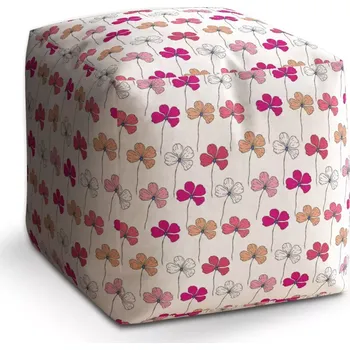 Taburet Sablio Taburet Kostka Růžové kvítí: 40x40x40 cm - Sablio