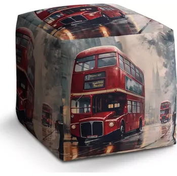 Taburet Sablio Taburet Kostka Londýn Double-decker 2: 40x40x40 cm - Sablio