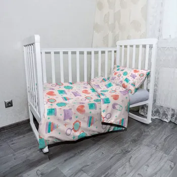 Povlečení Sablio Mikroplyšové povlečení do dětské postýlky Chrastítko a čepičky - 100x135 / 40x60