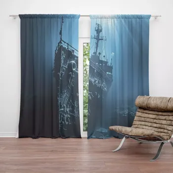 Závěs Sablio Závěsy Vrak lodi na dně moře: 2ks 140x250cm