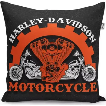 Dekorativní polštářek Dekorační polštář Harley-Davidson motor Černé pozadí - Sablio - 40x40 cm