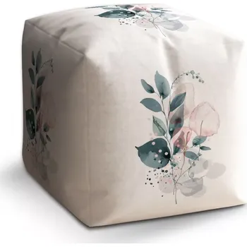 Taburet Sablio Taburet Cube Květinová abstrakce: 40x40x40 cm