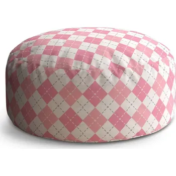 Taburet Sablio Kulatý taburet Circle Růžové a bílé kosočtverečky: 38x48 cm - Sablio