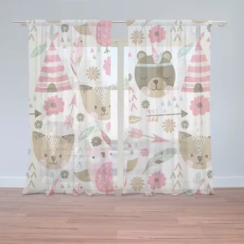 Záclona Sablio Záclony Lesní zvířátka: 2 ks - 150x250 cm - Sablio