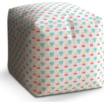 Taburet Sablio Taburet Kostka Třešně a srdce: 40x40x40 cm - Sablio
