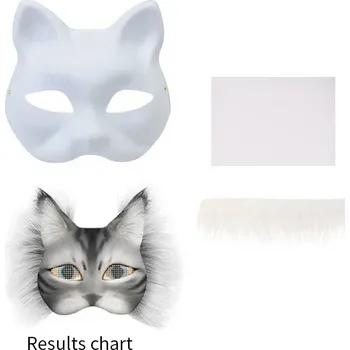 Karnevalová maska Therian maska kočičí diy sada - nutno sestavit | karnevalová maska - Bílý