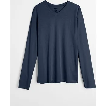 Sinsay - Bavlněné tričko s dlouhými rukávy - modrá - 648IE-58X - 648IE-58X-2XL