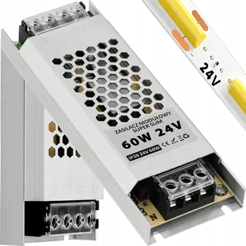 Zabezpečení domácnosti Zasilacz LED 24V 60W Super Slim 2,5A IP20 pro pásky, modulární transformátor