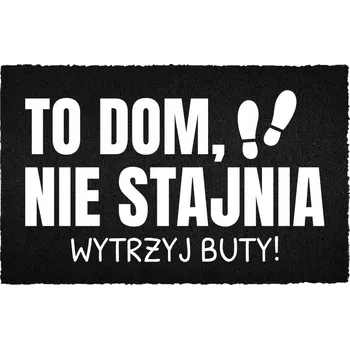 Rohožka ČERNÁ KOKOSOVÁ ROHOŽKA PŘED DVEŘE 40X60 - VTIPNÝ NÁPIS - TADY JE DOMOV