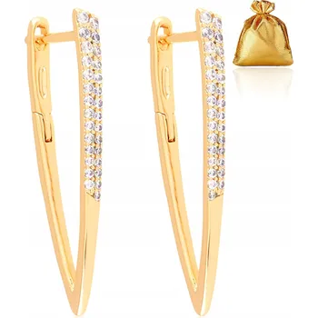 Náušnice DÁMSKÉ ZLATÉ POZLACENÉ NÁUŠNICE Z CHIRURGICKÉ OCELI S ANGLICKÝM ZAPÍNÁNÍM