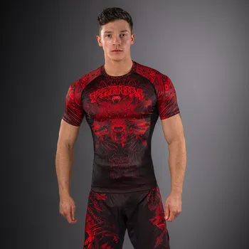 Sport Rashguard - sportovní kompresní triko Venum Wolf Atak - krátké rukávy - Black/Red Velikost: M
