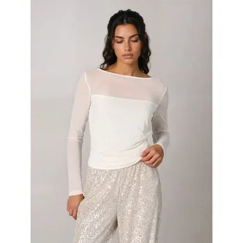 Dámská halenka Sinsay - Halenka s průhledným rukávem - krémová - 751EU-01X - 751EU-01X-M