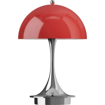 Lampička Louis Poulsen Přenosná lampa Panthella 160 V3 Opal Red / Chrome