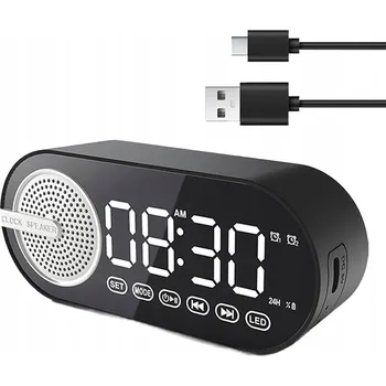 Budík BLUETOOTH STOLNÍ BUDÍK RGB S LED ZRCADLEM, FM RÁDIO A USB NABÍJENÍM