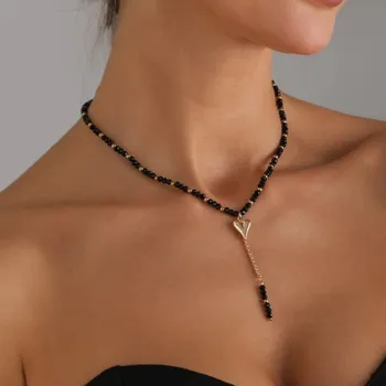 Náhrdelník Elegantní černý choker se srdcem | náhrdelník - ZW2307