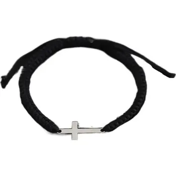 Náramek Barevný pletený náramek křížek | šperk - černý