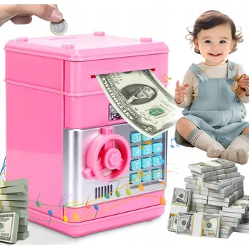 Obraz POKLADNIČKA S KÓDEM PRO DĚTI SEJF NA PIN AUTOMATICKY VKLÁDÁ BANKOVKY