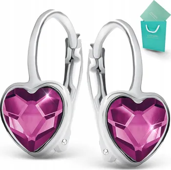 Náušnice Stříbrné náušnice pro dívky, anglické zapínání, fuchsiová barva