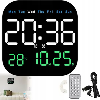 Hodiny Digitální hodiny s teploměrem - 18,5x18,5 cm - ovládání dálkovým ovladačem