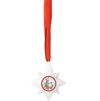 Vánoční dekorace Rosenthal Porcelánová mini hvězda, motiv Dívka se psem, Vánoční radovánky, Ø 7 cm 02258-727504-27834