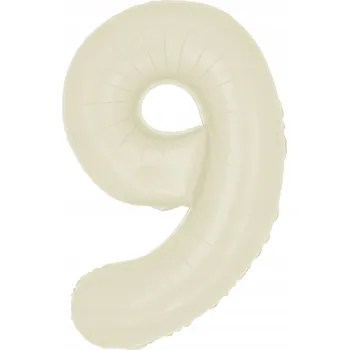 Balónek Fóliový balónek ve tvaru číslice 9, krémový, 100 cm