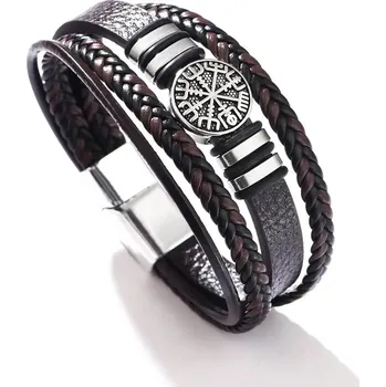 Náramek Vintage pánský koženkový pletený náramek | náramek šperk - YA1238-3 , 21,5 cm